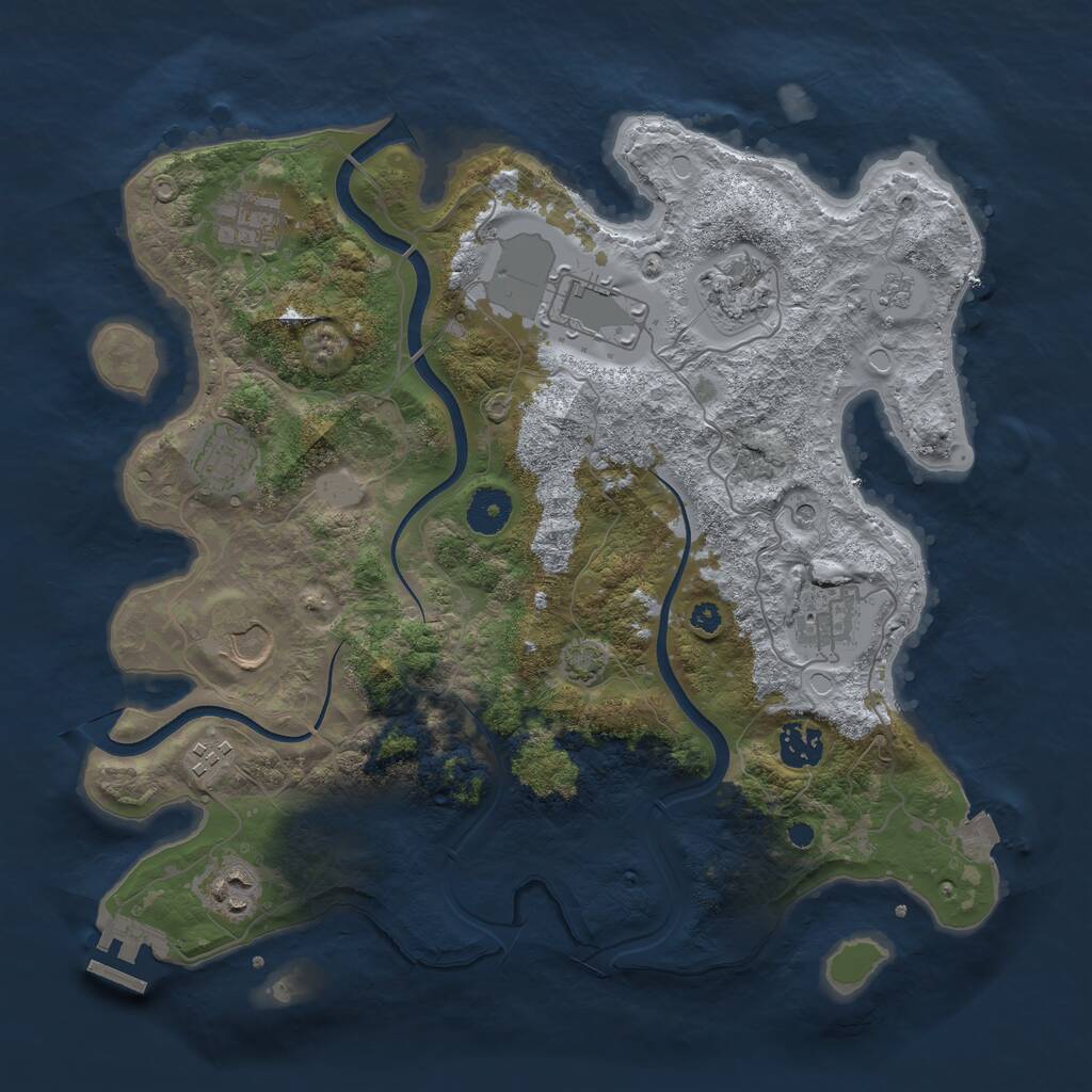 Rust Map: Procedural Map, Size: 3600, Seed: 144340, 14 Monuments