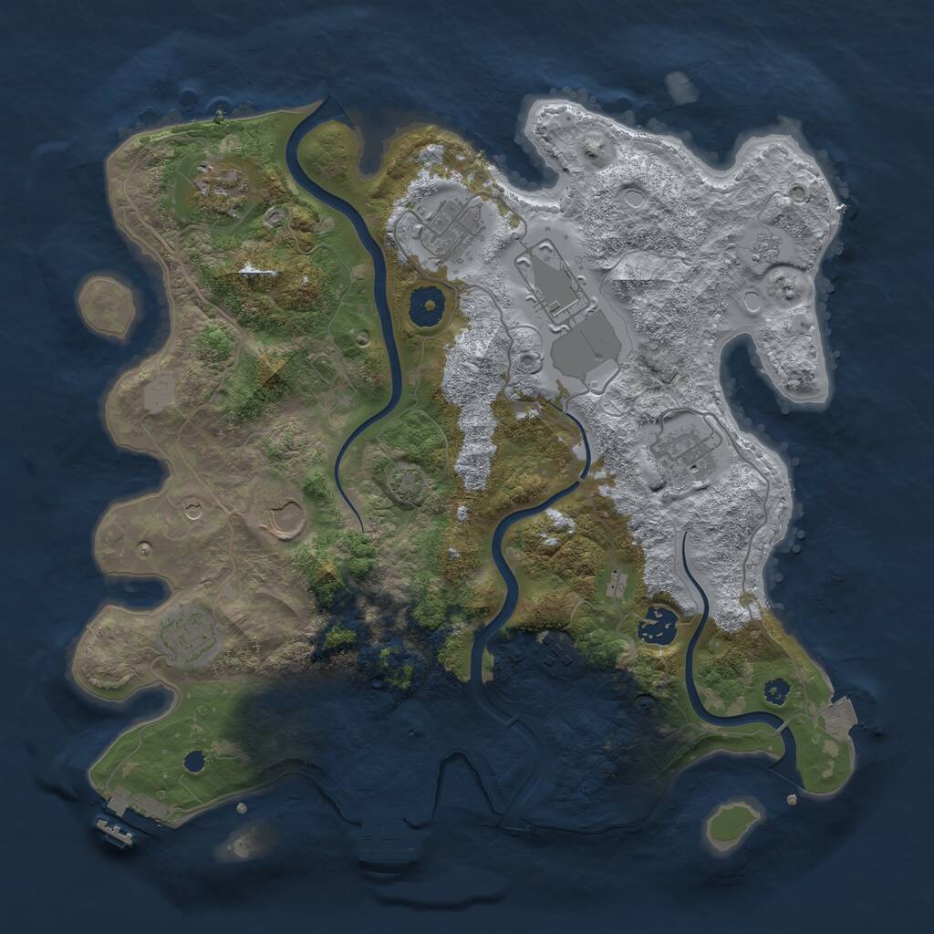 Rust Map: Procedural Map, Size: 3600, Seed: 144340, 14 Monuments