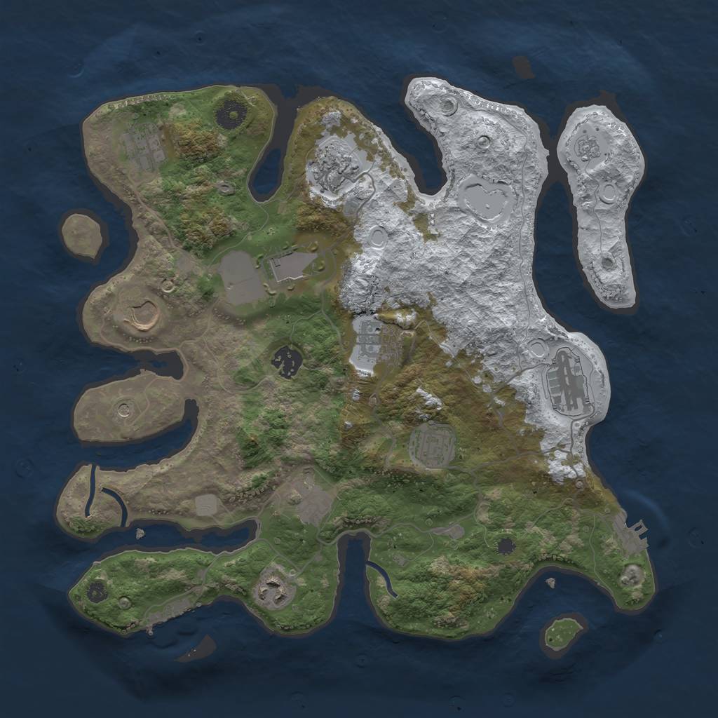 Rust Map: Procedural Map, Size: 3600, Seed: 144340, 19 Monuments