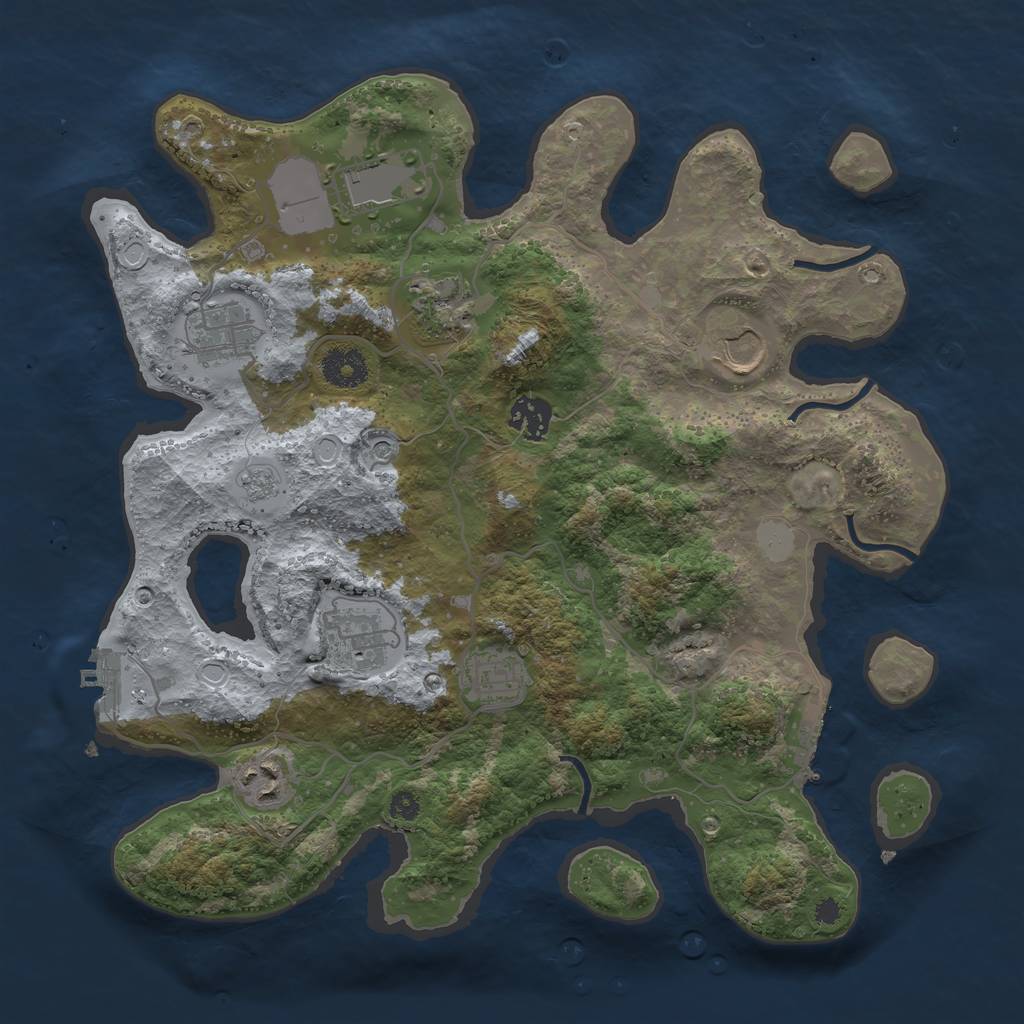 Rust Map: Procedural Map, Size: 3500, Seed: 86787688, 15 Monuments