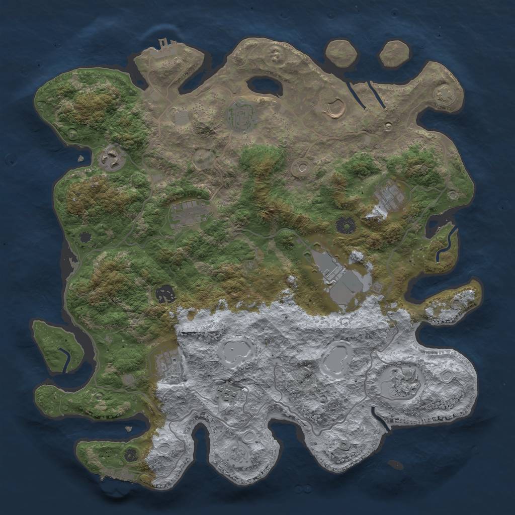 Rust Map: Procedural Map, Size: 4000, Seed: 3091914, 18 Monuments