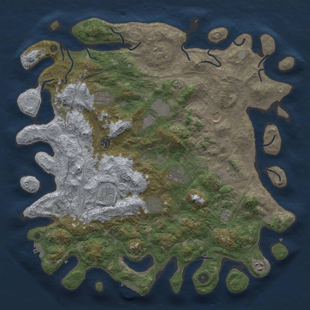 Rust Map: Procedural Map, Size: 4500, Seed: 1241299680, 18 Monuments