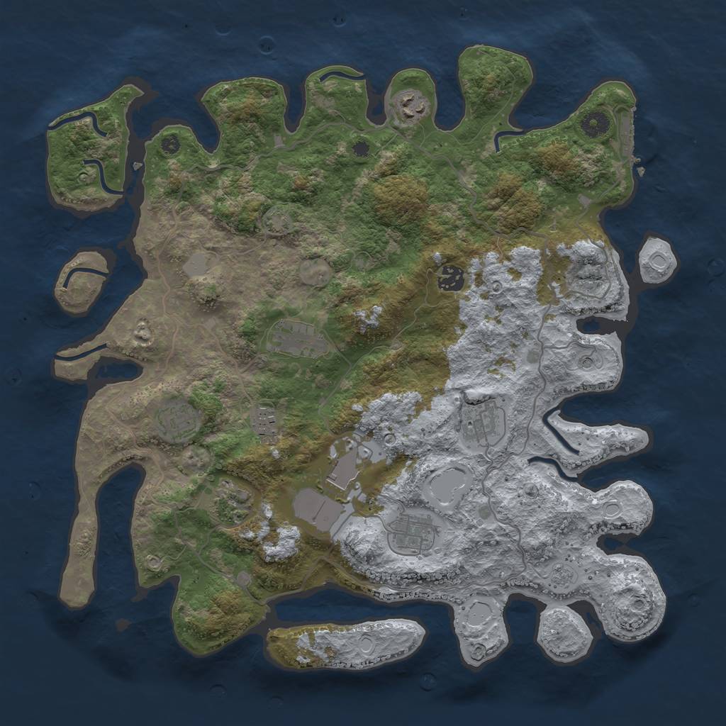 Rust Map: Procedural Map, Size: 4000, Seed: 1318791909, 16 Monuments