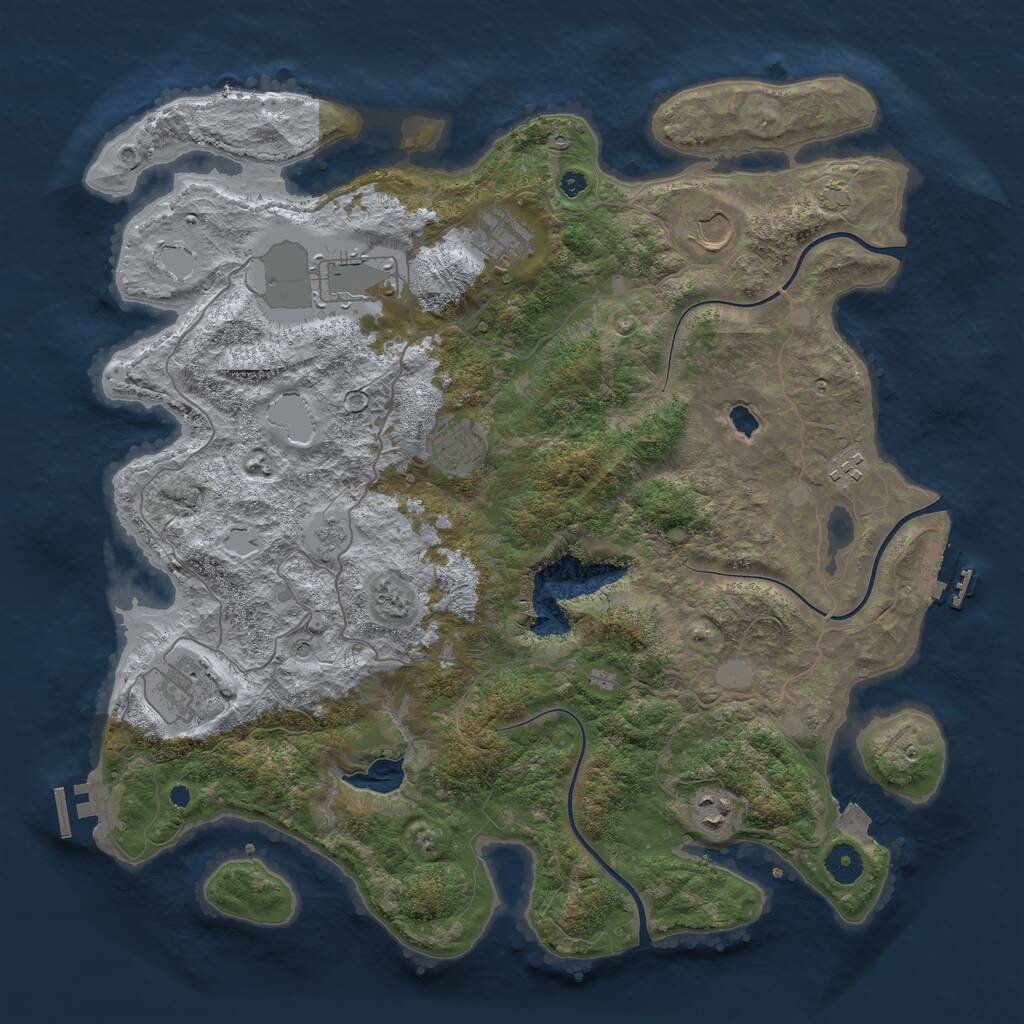 Rust Map: Procedural Map, Size: 4050, Seed: 2067932154, 13 Monuments