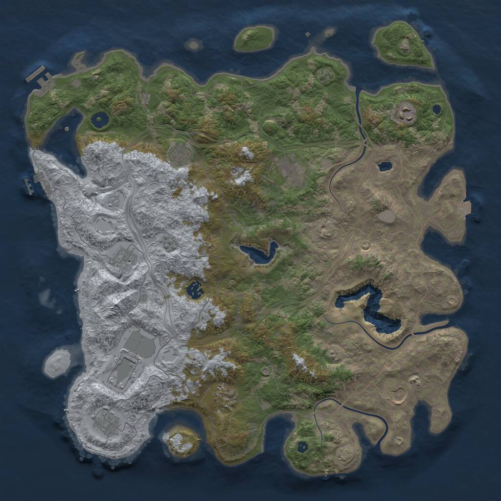 Rust Map: Procedural Map, Size: 4499, Seed: 100, 16 Monuments