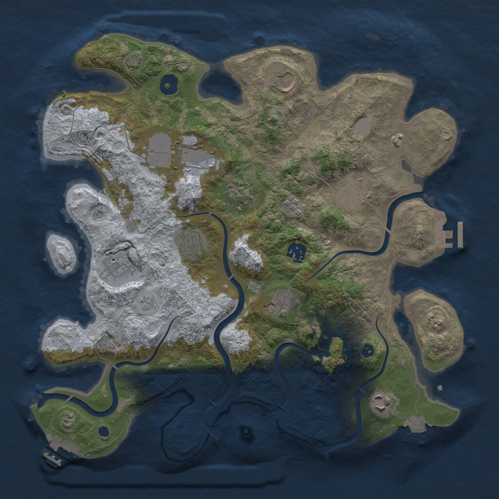 Rust Map: Procedural Map, Size: 3800, Seed: 400965872, 16 Monuments