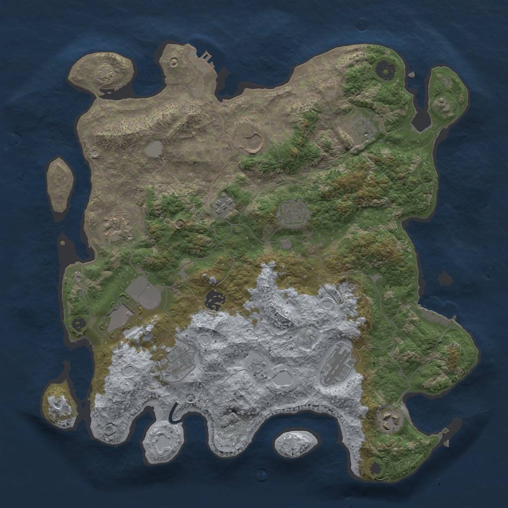 Rust Map: Procedural Map, Size: 3850, Seed: 1026808544, 18 Monuments