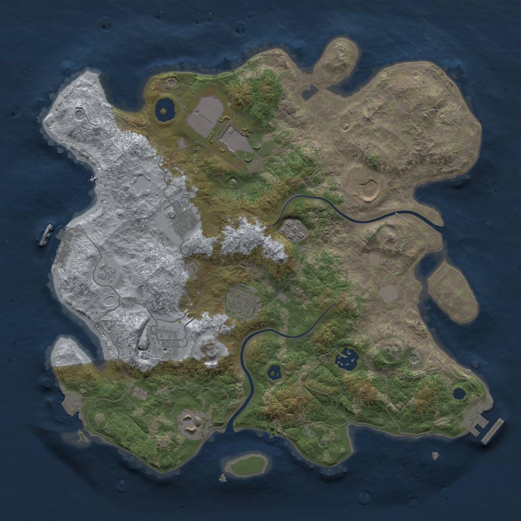 Rust Map: Procedural Map, Size: 3500, Seed: 282729906, 14 Monuments