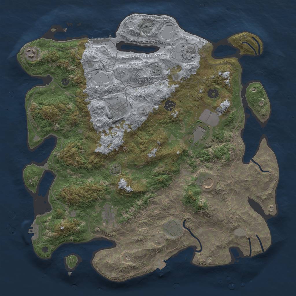 Rust Map: Procedural Map, Size: 4050, Seed: 1611100315, 17 Monuments