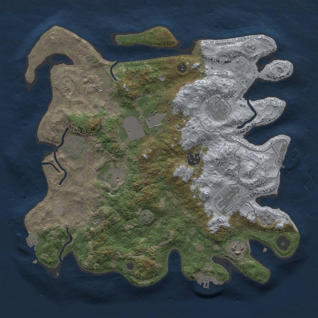 Rust Map: Procedural Map, Size: 3500, Seed: 1868, 17 Monuments