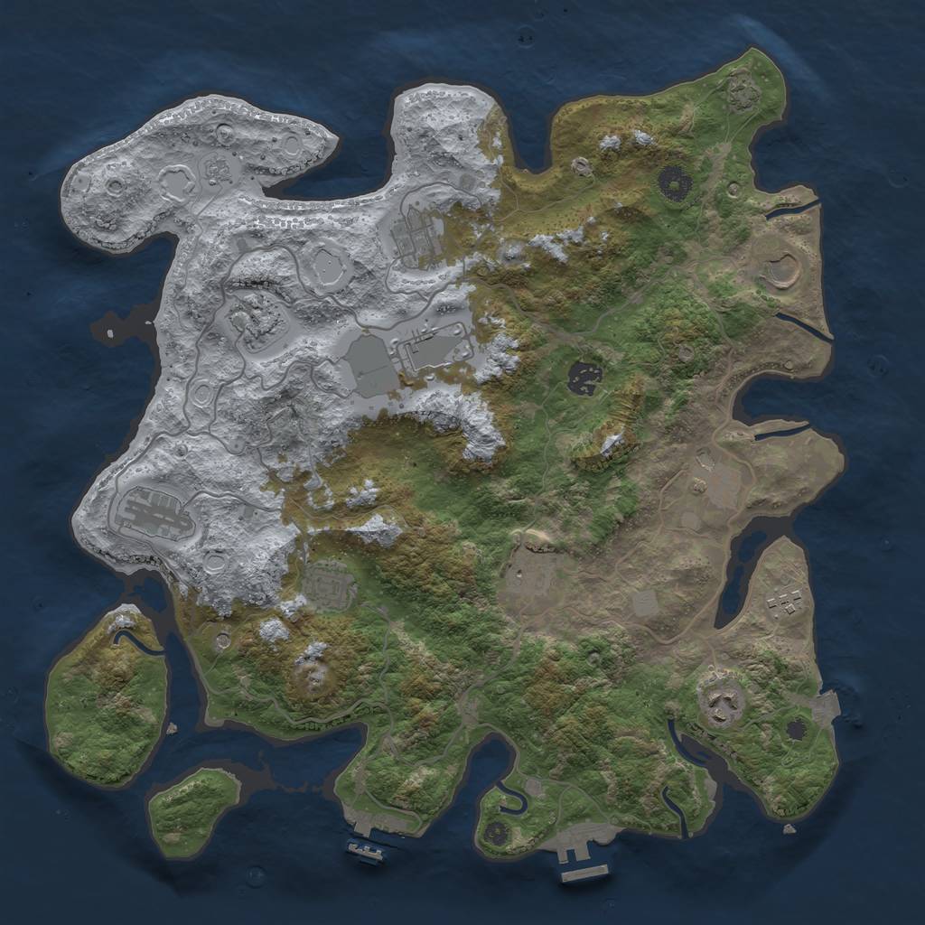 Rust Map: Procedural Map, Size: 4000, Seed: 1856109661, 19 Monuments