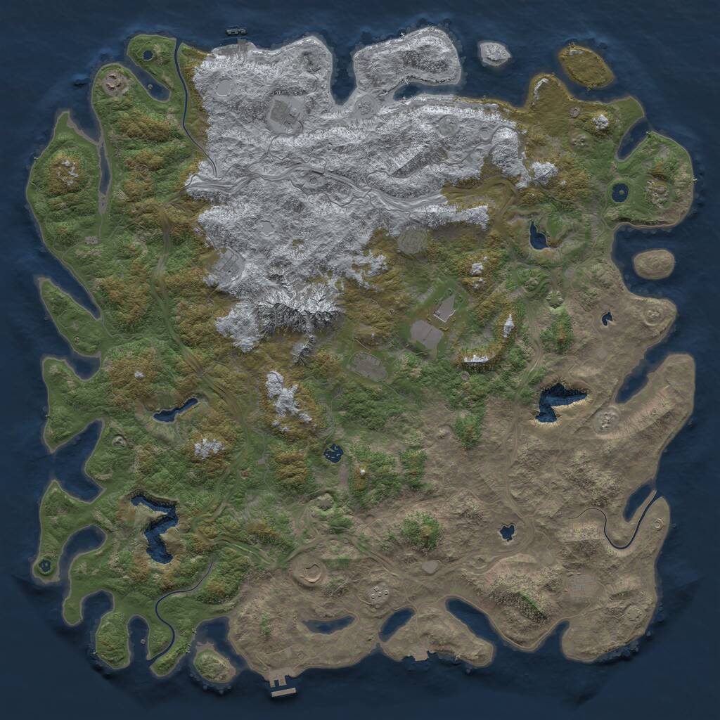 Rust Map: Procedural Map, Size: 6000, Seed: 361063386, 17 Monuments
