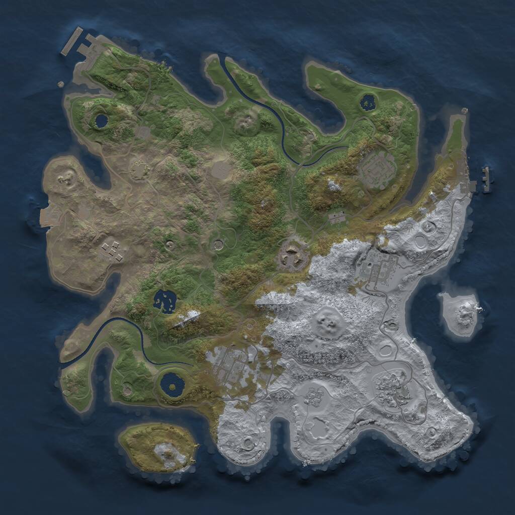 Rust Map: Procedural Map, Size: 3250, Seed: 3214414, 13 Monuments