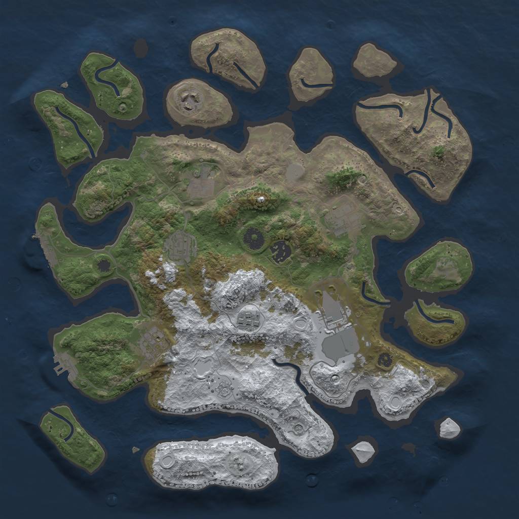 Rust Map: Procedural Map, Size: 3700, Seed: 488311176, 17 Monuments