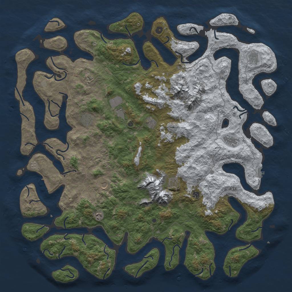 Rust Map: Procedural Map, Size: 6000, Seed: 1010229876, 20 Monuments