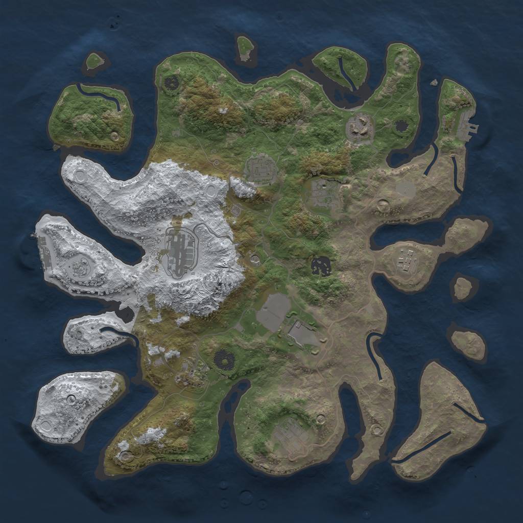 Rust Map: Procedural Map, Size: 3700, Seed: 723694957, 18 Monuments