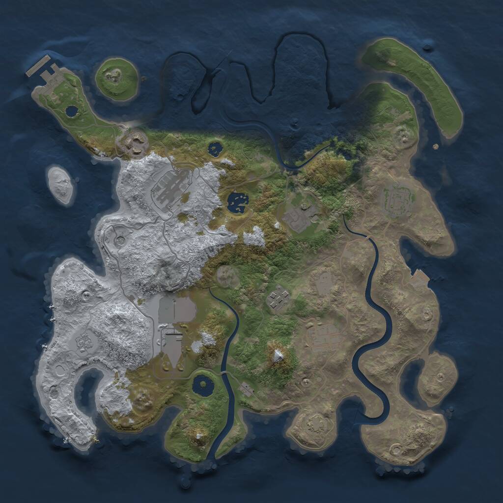 Rust Map: Procedural Map, Size: 3500, Seed: 30103, 13 Monuments