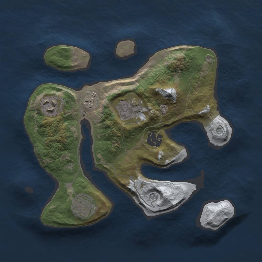 Rust Map: Barren, Size: 2500, Seed: 1364954, 8 Monuments