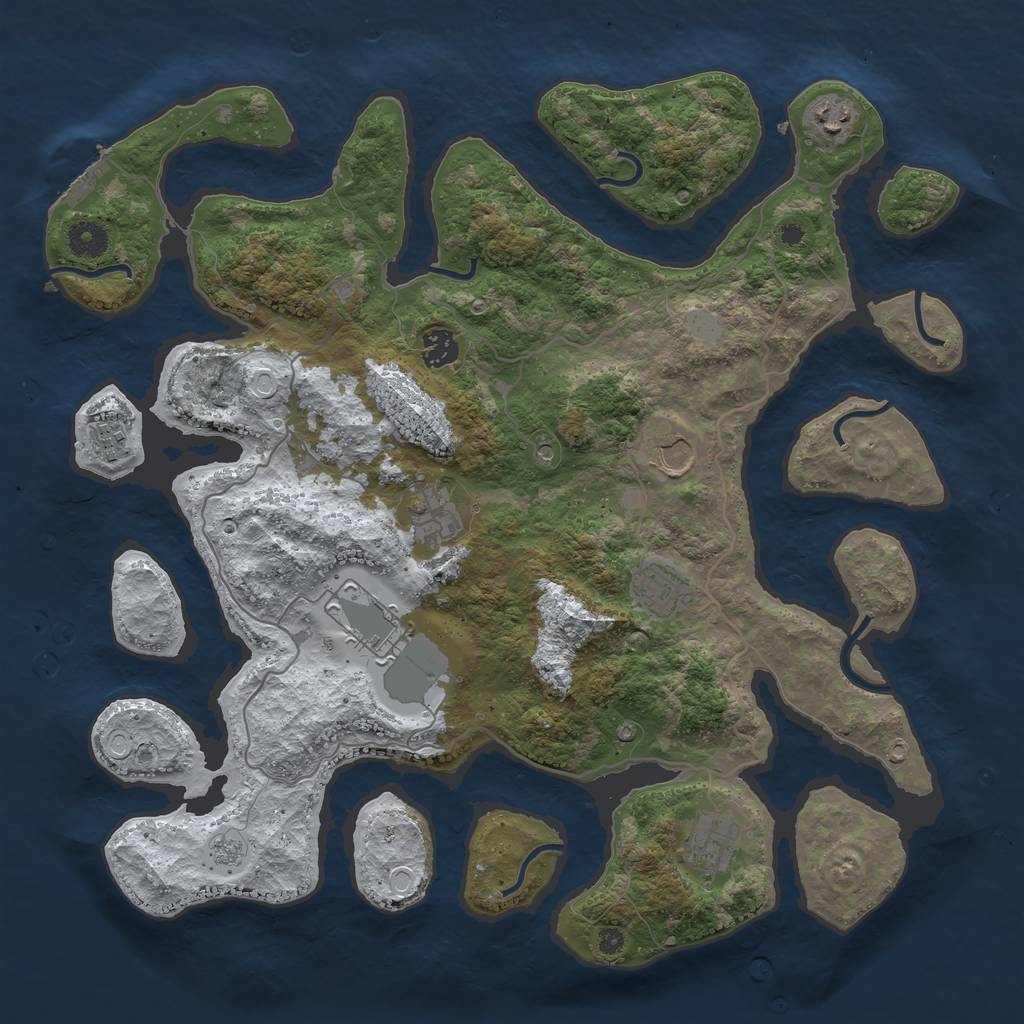 Rust Map: Procedural Map, Size: 4000, Seed: 1407388882, 16 Monuments