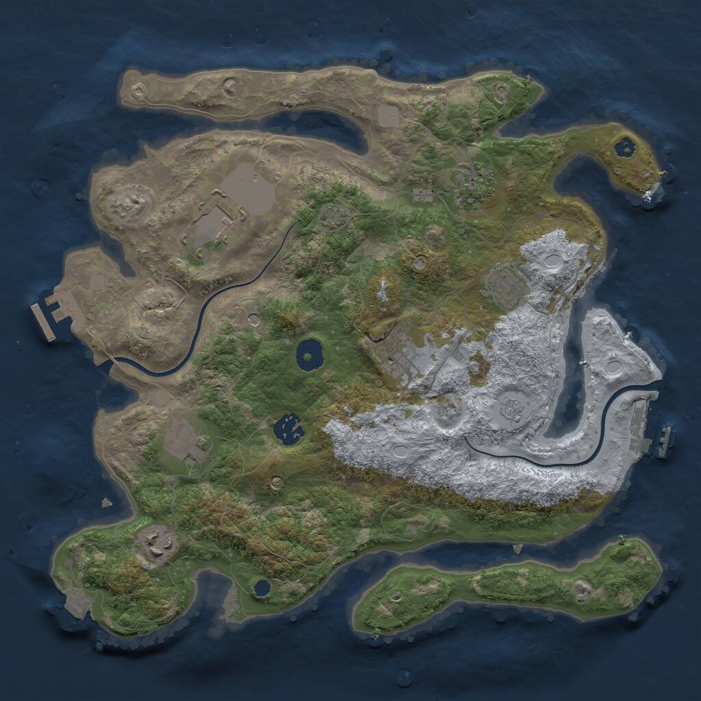 Rust Map: Procedural Map, Size: 3500, Seed: 1252283650, 13 Monuments