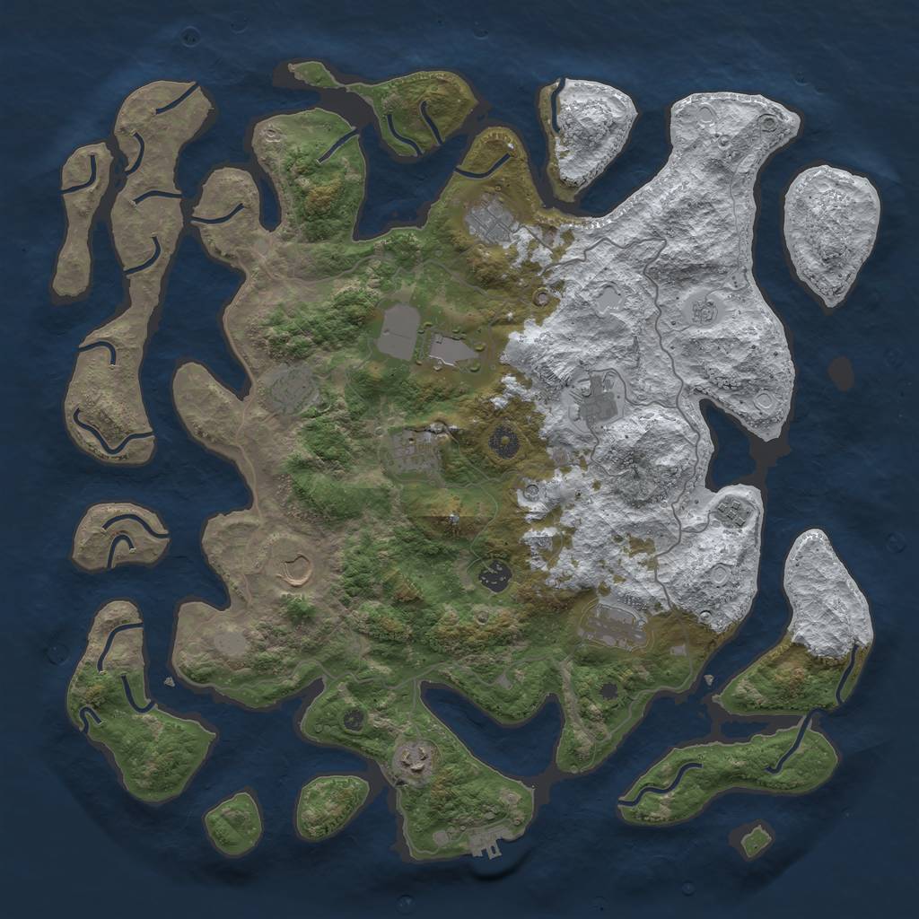Rust Map: Procedural Map, Size: 4500, Seed: 3465465, 18 Monuments
