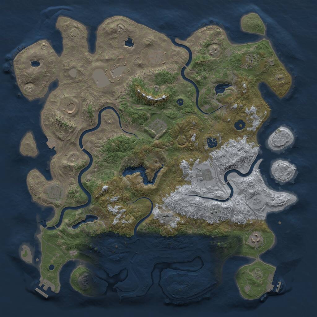 Rust Map: Procedural Map, Size: 4500, Seed: 3623695, 16 Monuments
