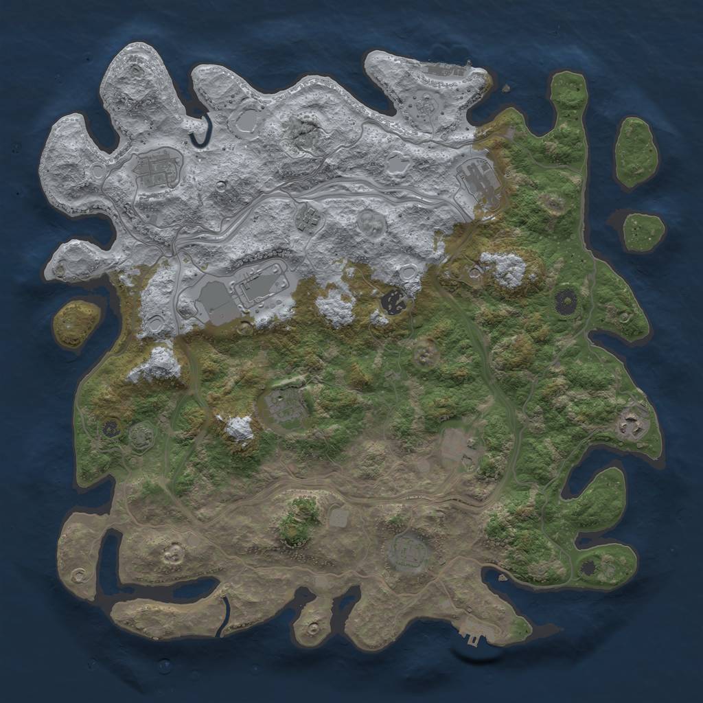 Rust Map: Procedural Map, Size: 4250, Seed: 664374780, 17 Monuments