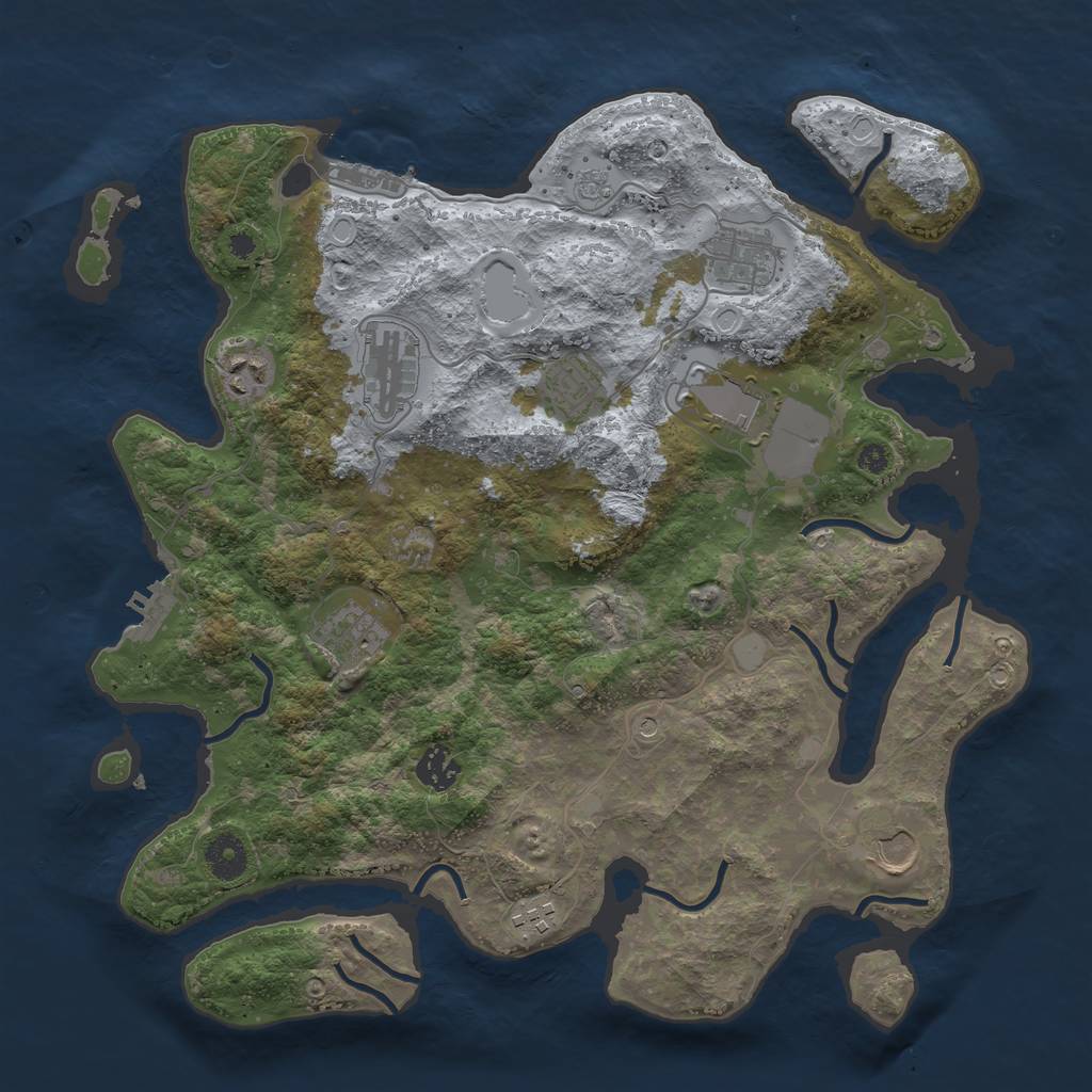Rust Map: Procedural Map, Size: 3750, Seed: 1747230674, 16 Monuments