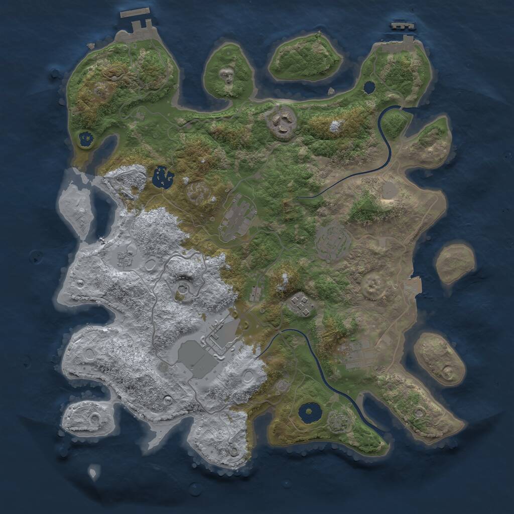 Rust Map: Procedural Map, Size: 3500, Seed: 364, 13 Monuments