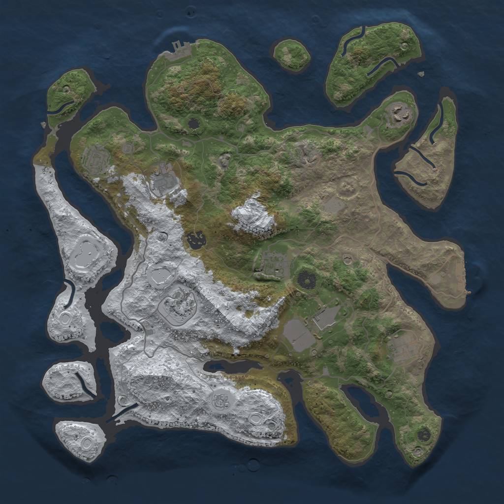 Rust Map: Procedural Map, Size: 4000, Seed: 1166494322, 17 Monuments