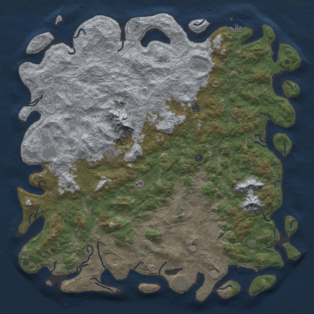 Rust Map: Procedural Map, Size: 6000, Seed: 2131272658, 18 Monuments