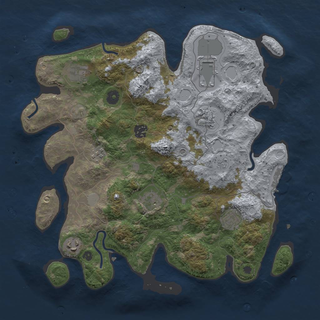 Rust Map: Procedural Map, Size: 3500, Seed: 718769490, 14 Monuments