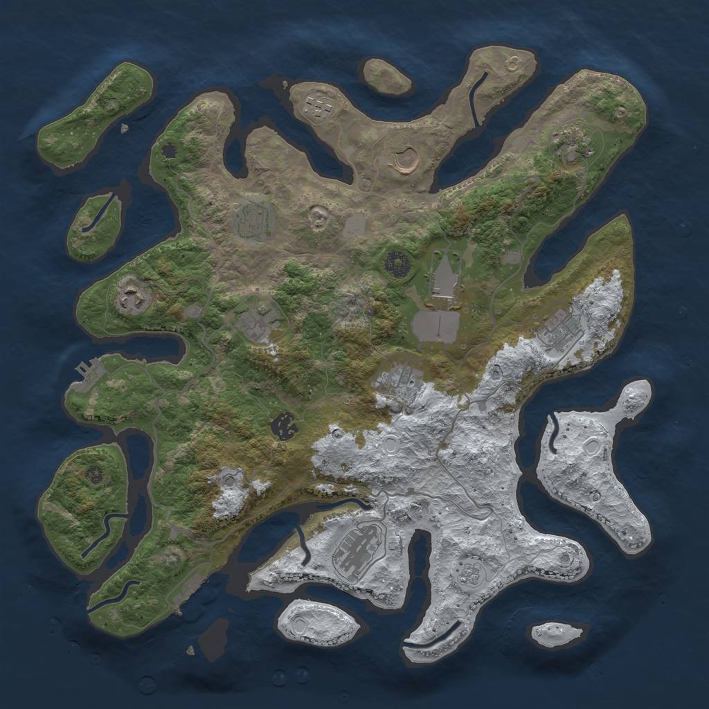 Rust Map: Procedural Map, Size: 4000, Seed: 835881484, 20 Monuments