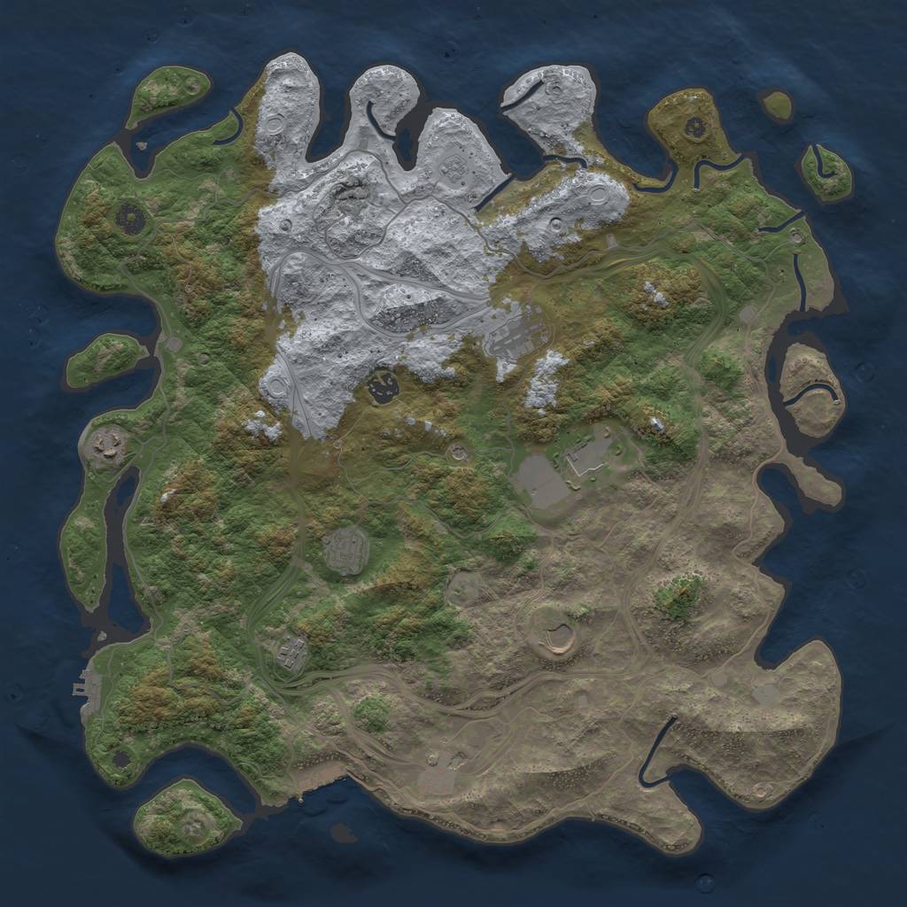 Rust Map: Procedural Map, Size: 4500, Seed: 14323874, 15 Monuments