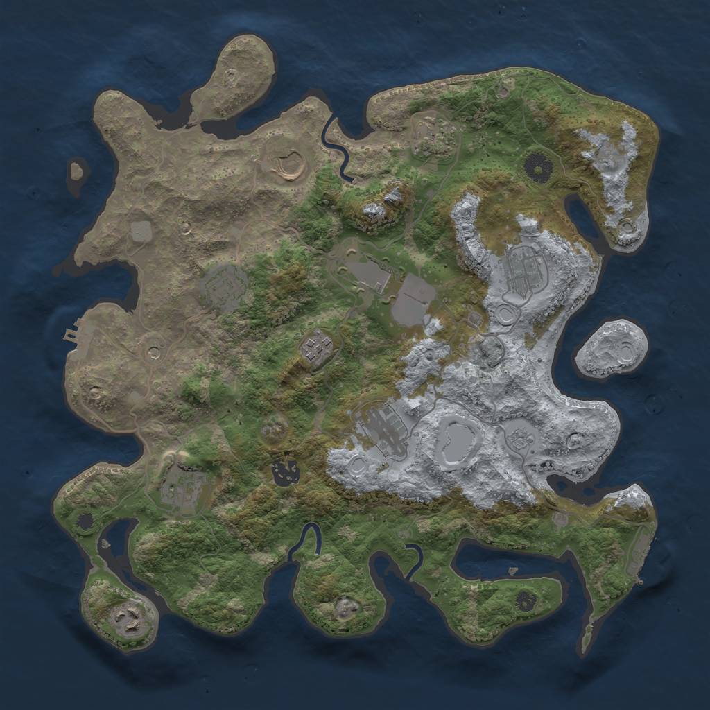 Rust Map: Procedural Map, Size: 3700, Seed: 4476426, 17 Monuments