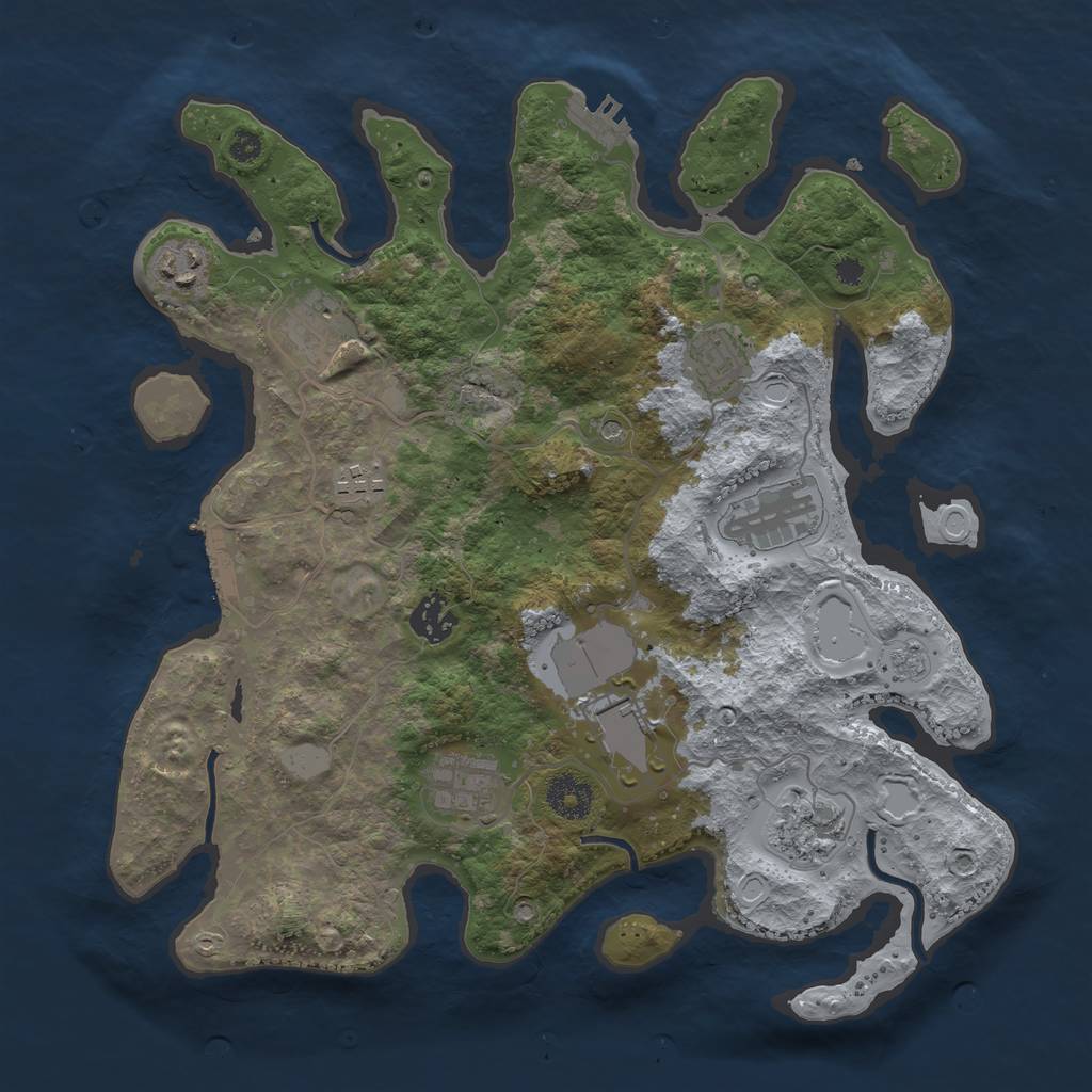 Rust Map: Procedural Map, Size: 3500, Seed: 297444412, 16 Monuments