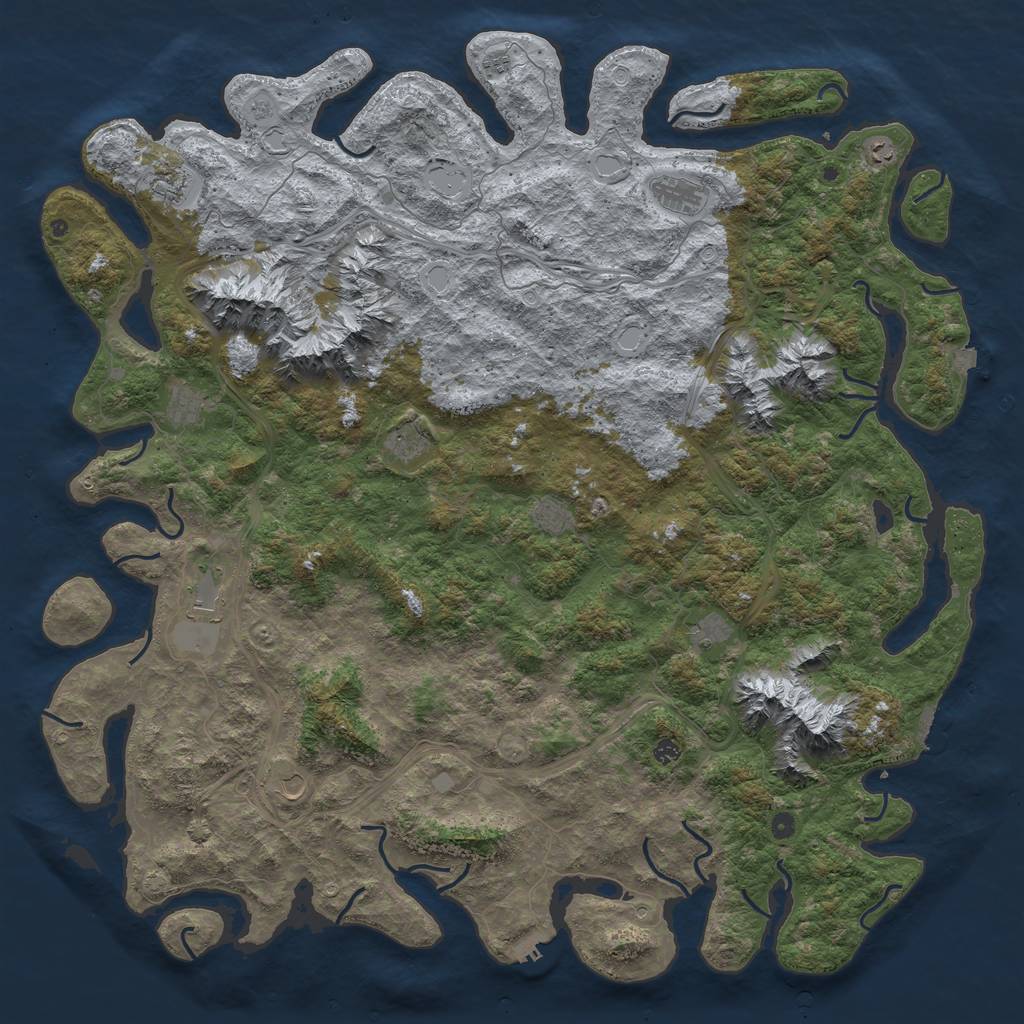 Rust Map: Procedural Map, Size: 6000, Seed: 601416082, 19 Monuments