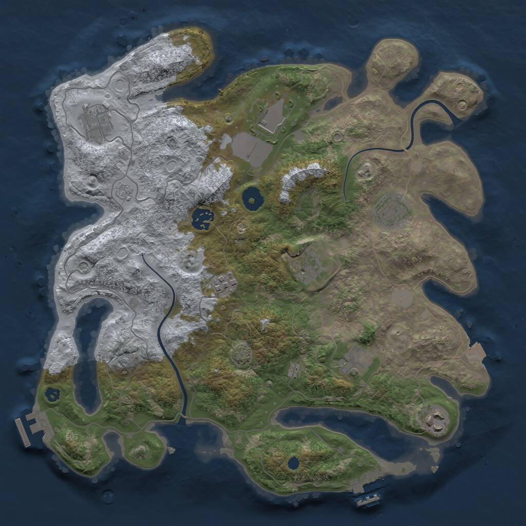 Rust Map: Procedural Map, Size: 3550, Seed: 22783779, 14 Monuments