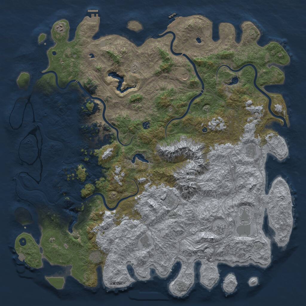 Rust Map: Procedural Map, Size: 6000, Seed: 10460, 17 Monuments