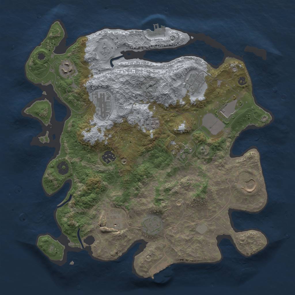 Rust Map: Procedural Map, Size: 3500, Seed: 1810567347, 16 Monuments