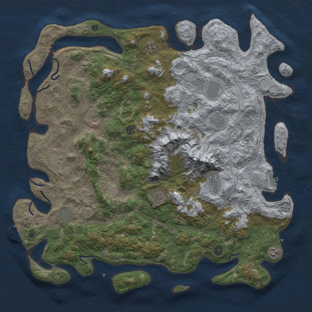 Rust Map: Procedural Map, Size: 5000, Seed: 50973606, 19 Monuments