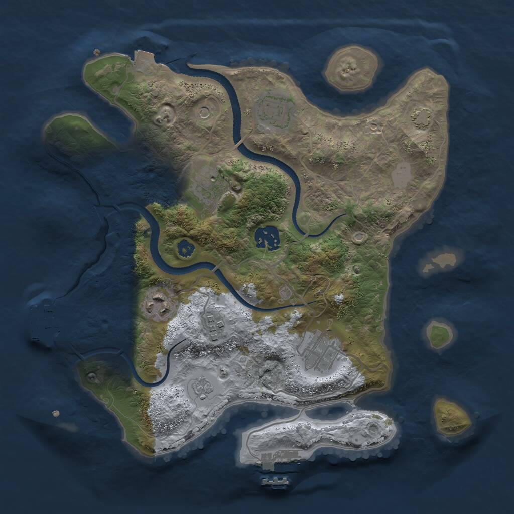 Rust Map: Procedural Map, Size: 3000, Seed: 1442809350, 12 Monuments