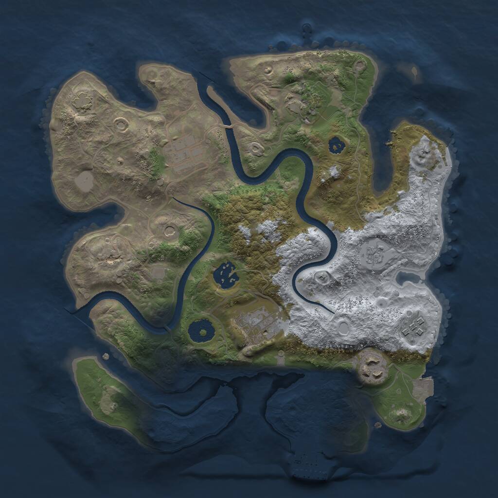 Rust Map: Procedural Map, Size: 3000, Seed: 1689, 11 Monuments