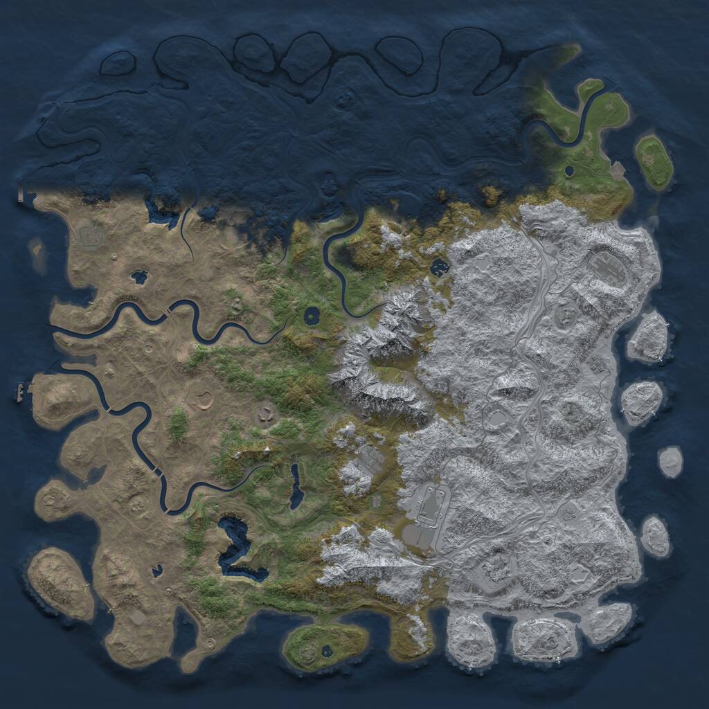 Rust Map: Procedural Map, Size: 6000, Seed: 1328070517, 17 Monuments