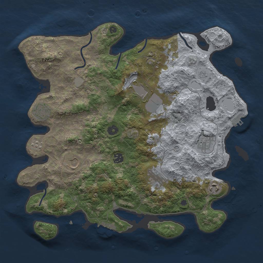 Rust Map: Procedural Map, Size: 3750, Seed: 227706, 16 Monuments