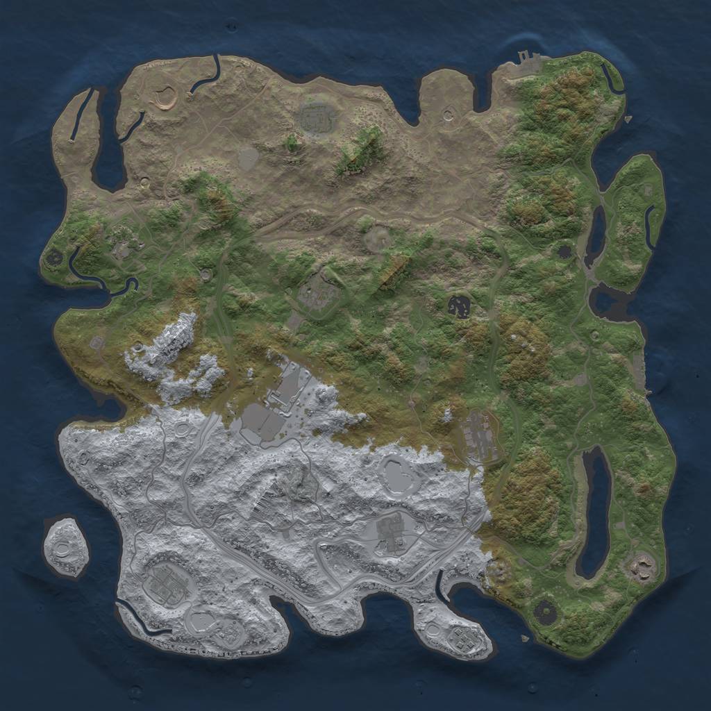Rust Map: Procedural Map, Size: 4500, Seed: 74846, 18 Monuments