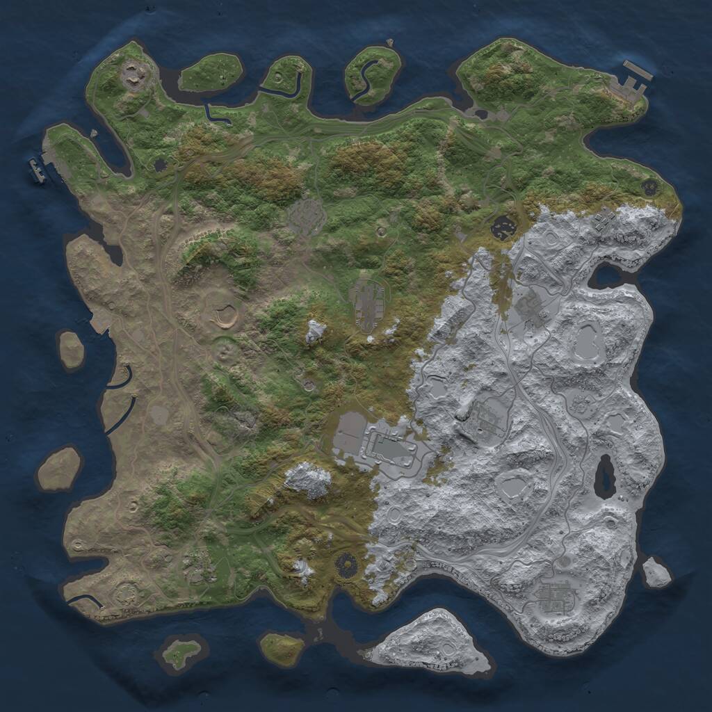 Rust Map: Procedural Map, Size: 4500, Seed: 1986, 17 Monuments