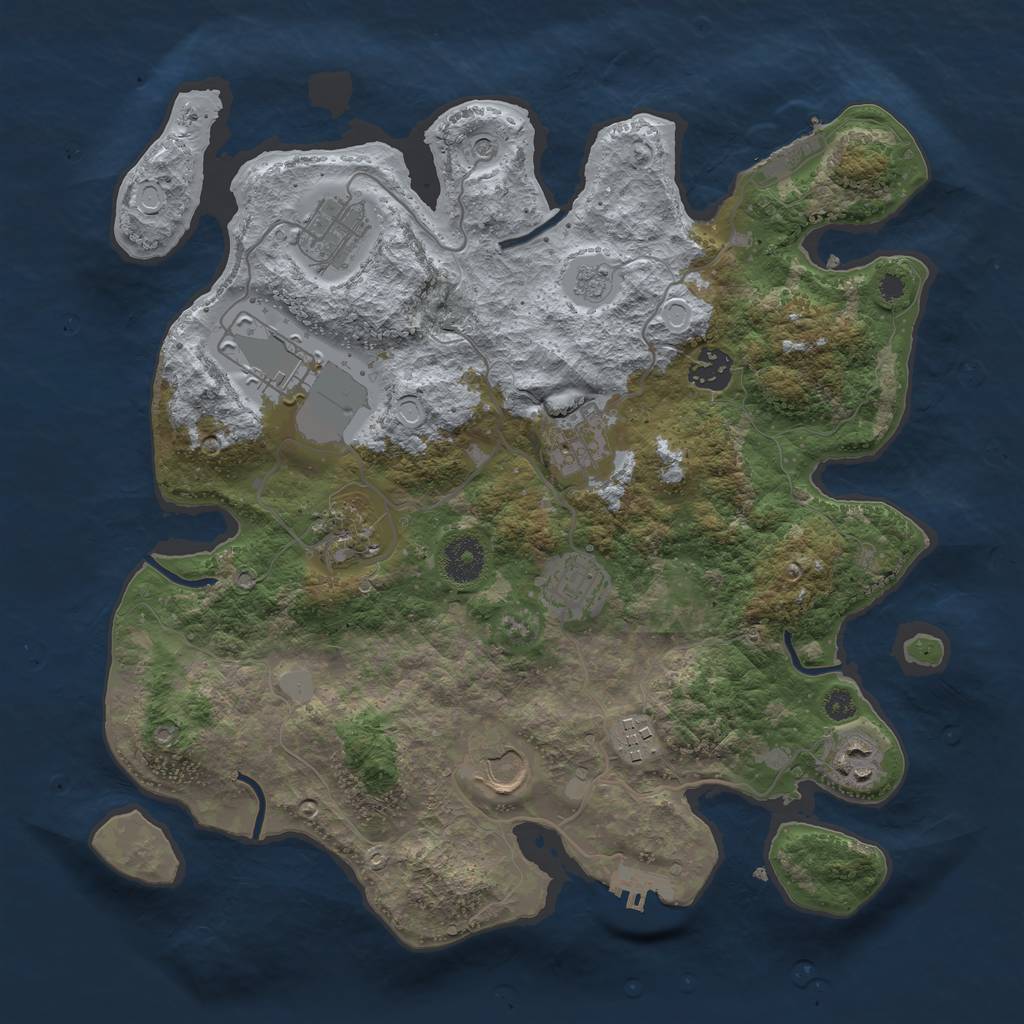 Rust Map: Procedural Map, Size: 3500, Seed: 1354698240, 16 Monuments