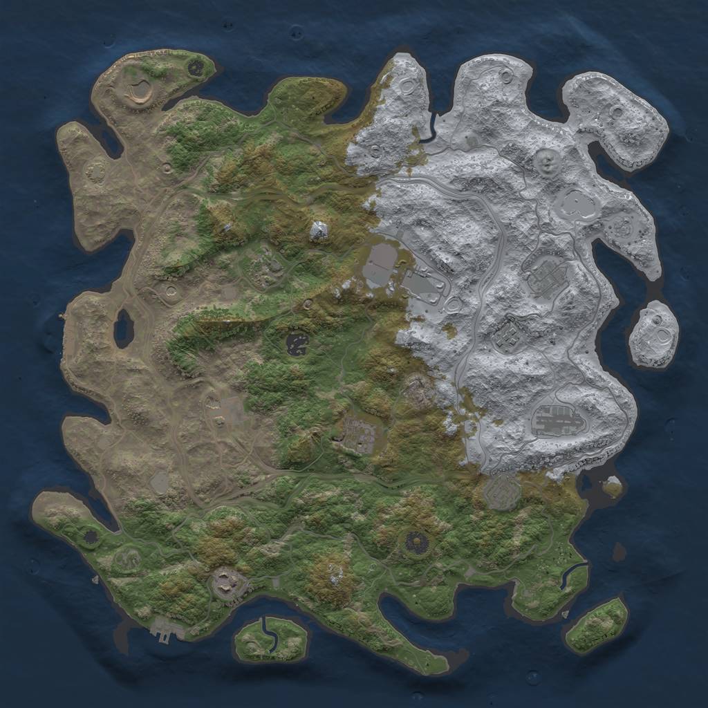 Rust Map: Procedural Map, Size: 4500, Seed: 1885301628, 19 Monuments