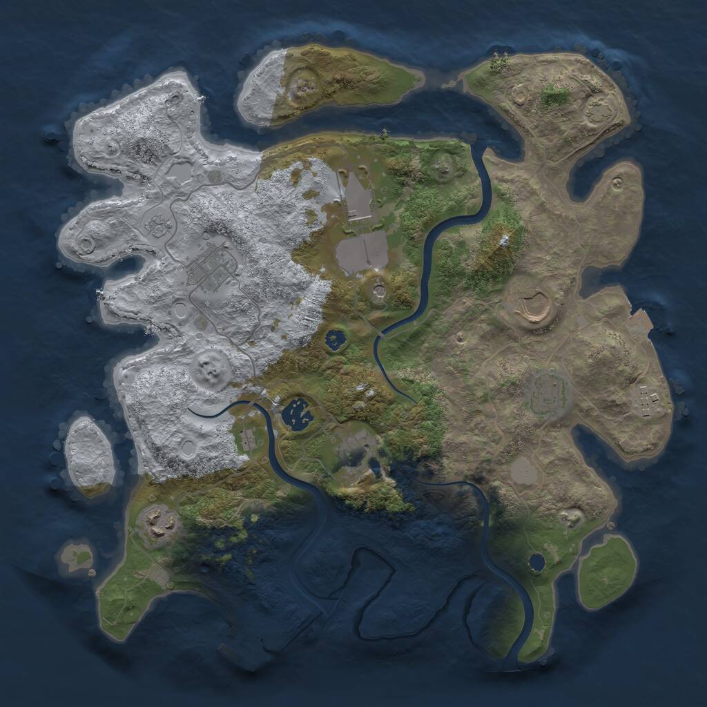 Rust Map: Procedural Map, Size: 3500, Seed: 2144360337, 13 Monuments